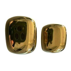 Vintage 1980s St John Goldtone Pillow Shape Clip-On Earrings